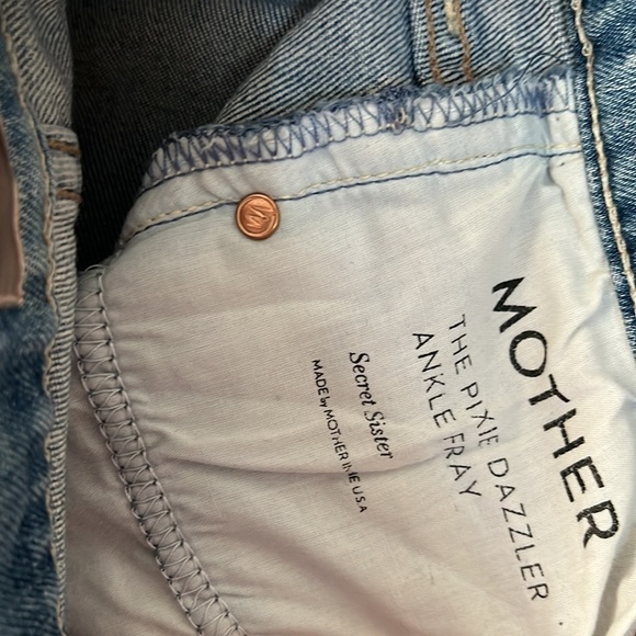 Mother The Pixie Dazzler Ankle Fray Secret Sister Distressed Button Fly Jeans - Picture 9 of 12